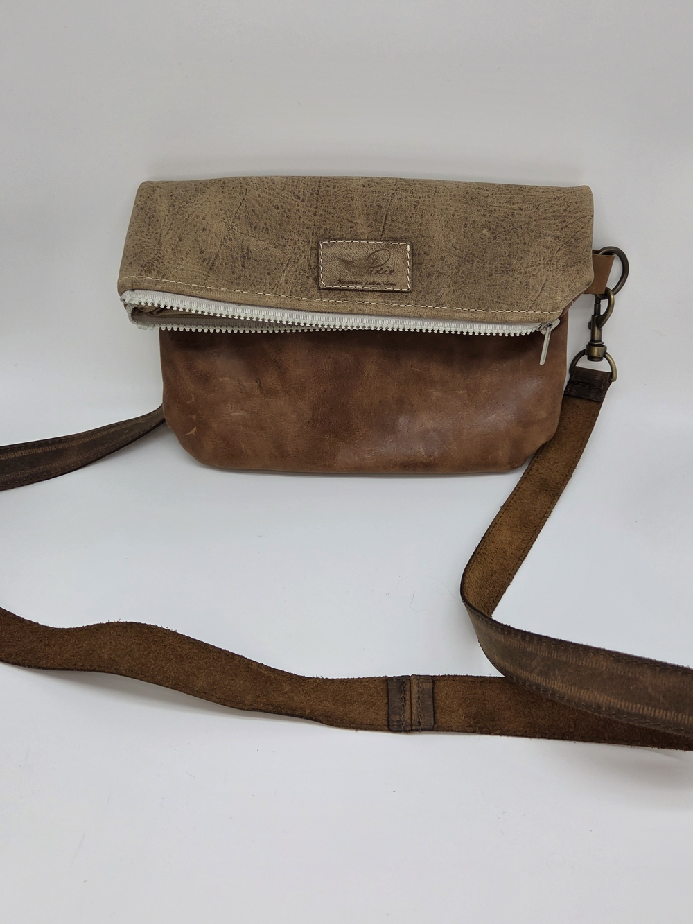 Handcrafted Leather Foldover Crossbody Bag by Pixie Custume Leather Works